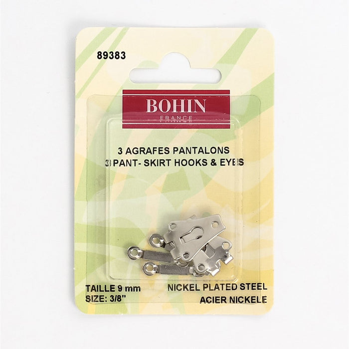 Agrafes pantalon Bohin 9mm, argent, nickelé