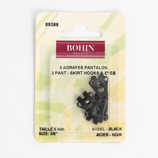 Agrafes pantalon Bohin 9mm, laiton, noir