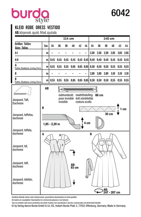 atron Burda robe 6042, robes au look rétro