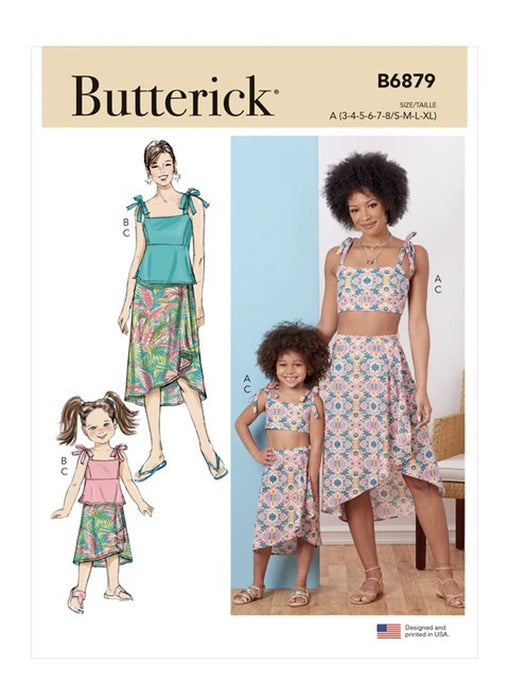 Patron de haut et jupe femme/enfant, Butterick 6879