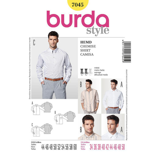 Patron de chemises pour homme Burda 7045