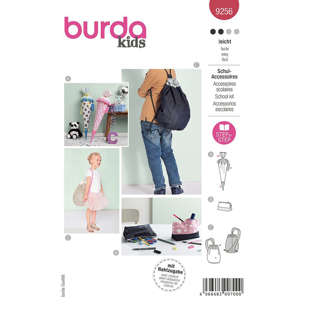 Patron accessoires d'écoliers avec trousse et sac de sport Burda 9256