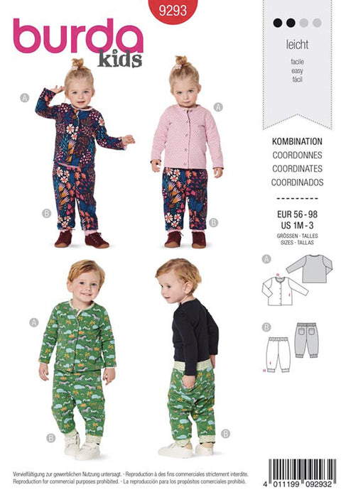 Patron ensemble bébé veste et pantalon réversibles, Burda kids 9293