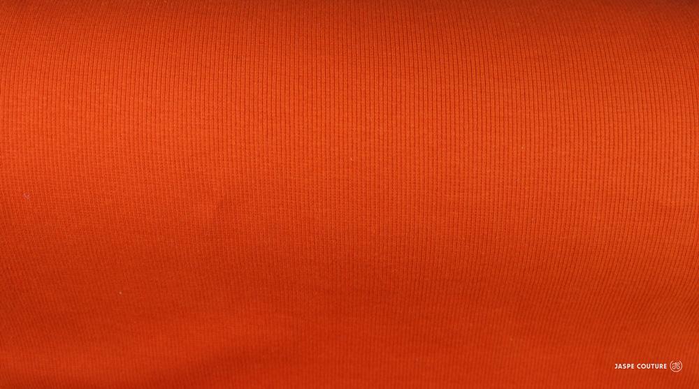 Bord côte jersey tubulaire orange laize 35cm