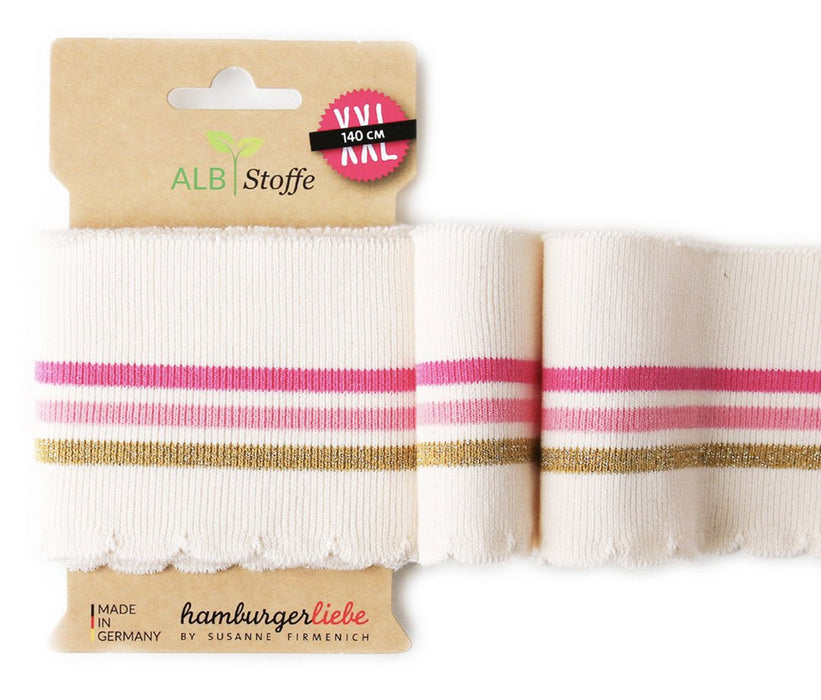 Bord cote bio pour vêtements bébé, Couleur rose lurex