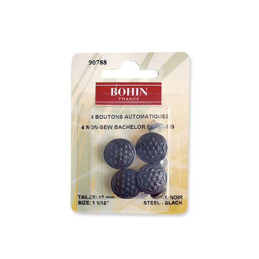 Bouton métal sans couture, bouton à clous, col noir, Bohin, 17mm