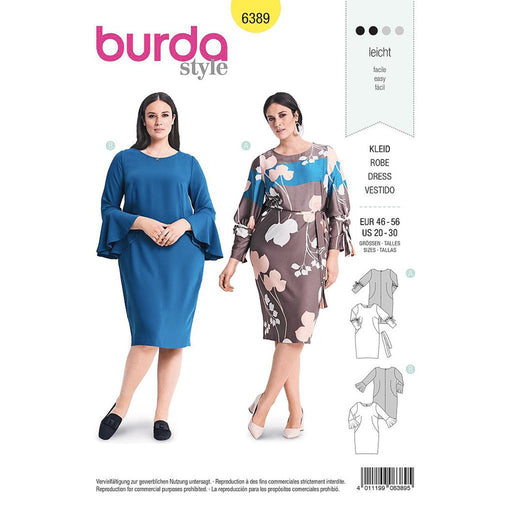 Patron robe simple Burda 6389, manches originales