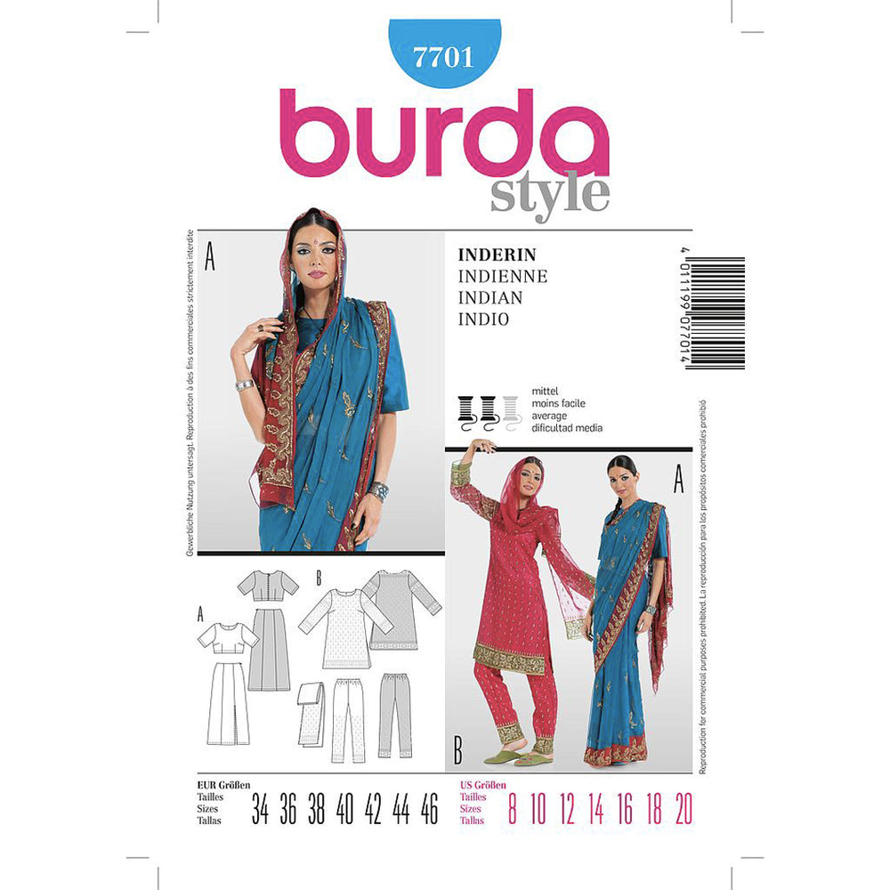 Patron couture femme, patron de sari Burda 7701