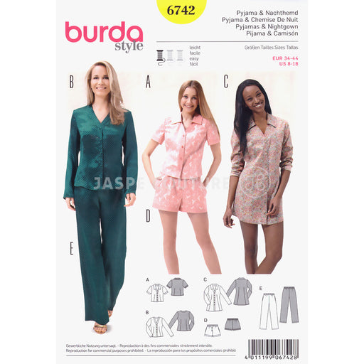 Patrons de couture pyjama Burda 6742