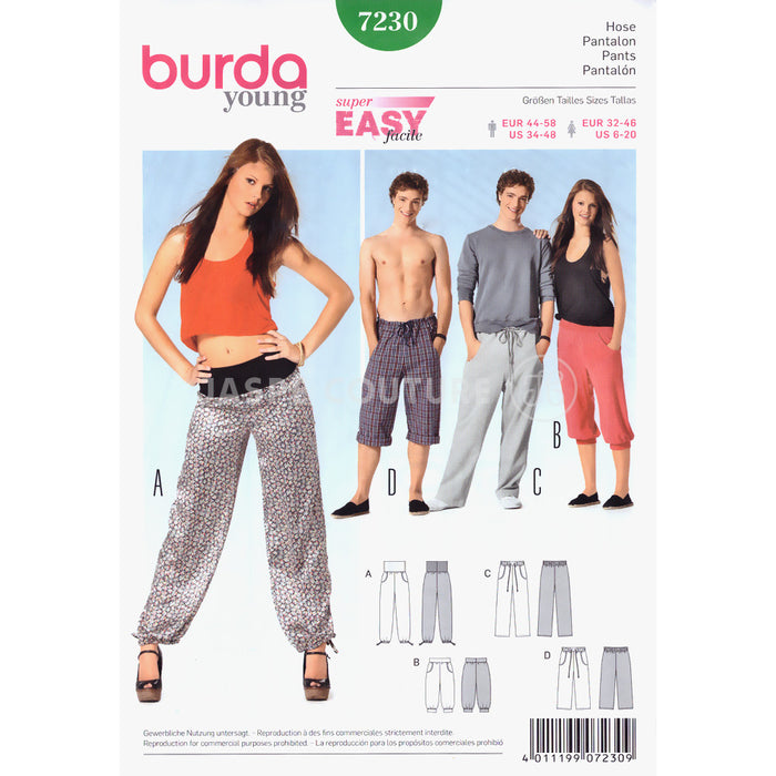 Patron de couture pantalon jogging Burda 7230