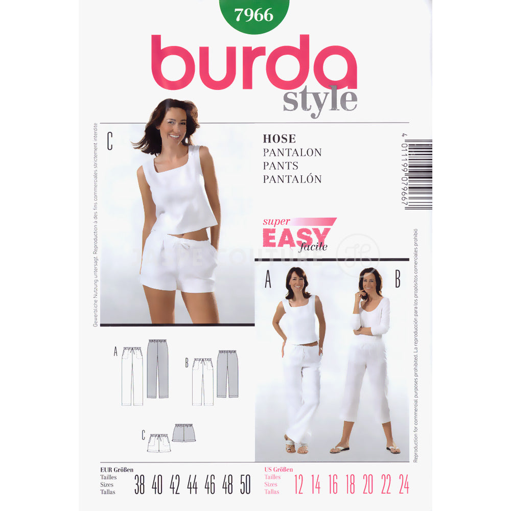 Burda B6195 Patron De Couture, Papier, Blanc, 44/46-56/58