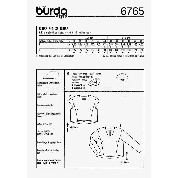 Patron facile blouse femme Burda 6765