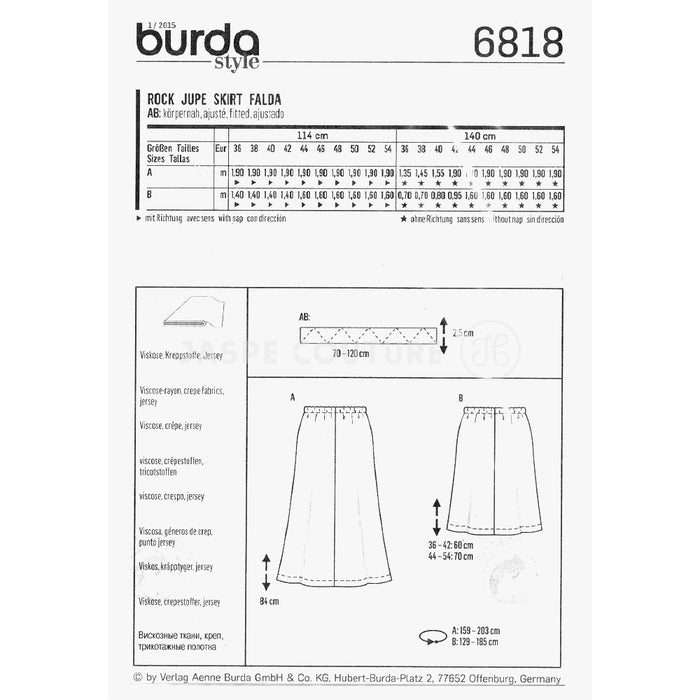Patron de couture jupe Burda 6818