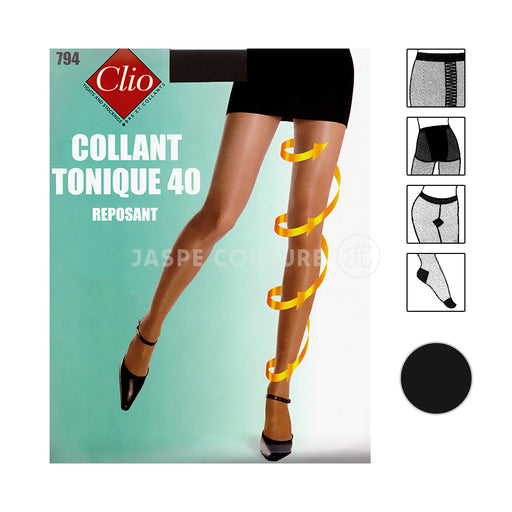 Collant tonique reposant noir 40D Clio