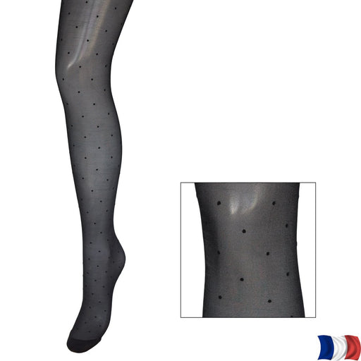 Collants Clio motifs plumetis noir, 20D