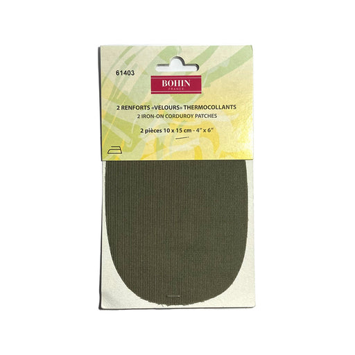 Renforts coudes & genoux, renfort thermocollant velours vert, 10x15cm Bohin 61403