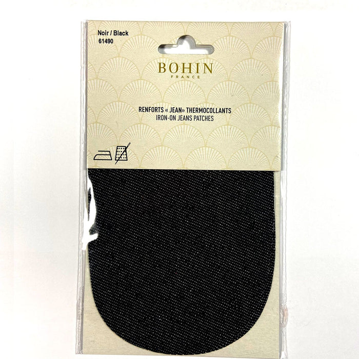 Renforts coudes & genoux, renfort Jeans thermocollant noir, 10x15cm Bohin 61490