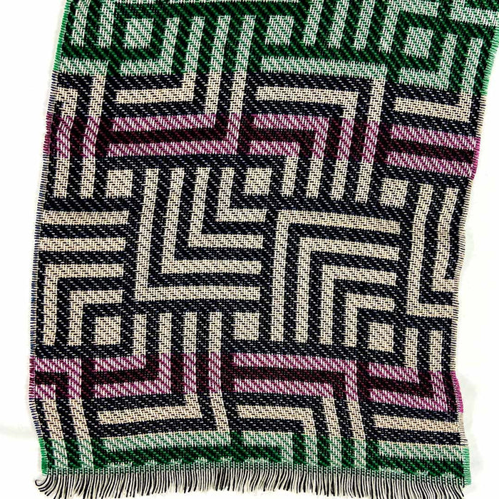 Echarpe vert rose, jacquard, géométrique, Echarpe Femme