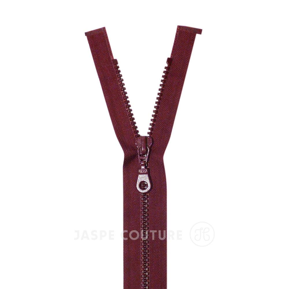 Fermeture eclair separable moulee bordeaux