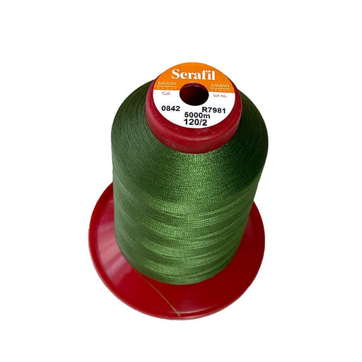 Cône de Fil Serafil N°120, Col 842, vert, 5000m 100% polyester