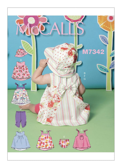 Patron de robes, culottes, collants chapeaux pour enfants, McCall's 7342