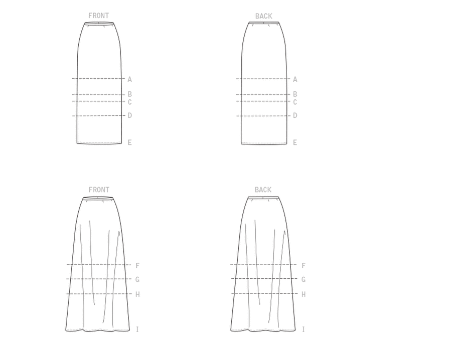 McCall's 8055. Patrons de jupes droites et jupes trapèze 