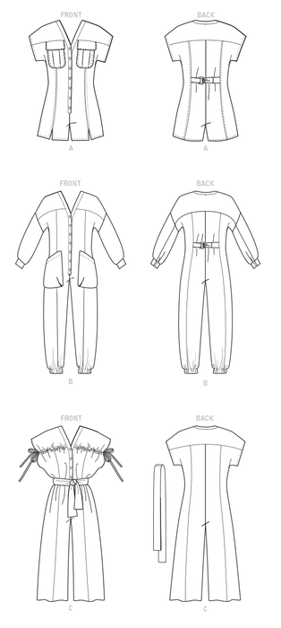 Patron de couture barboteuse, combinaison et ceinture Mc Call's 8154