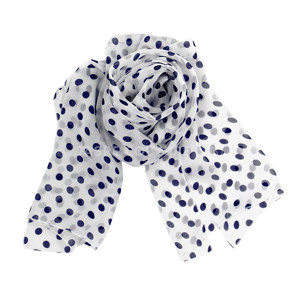 Foulard pure soie imprimé pois navy Malfroy