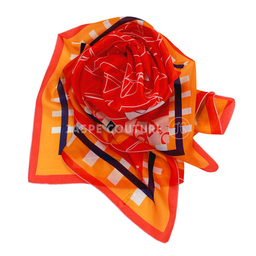 Foulard carré pure soie imprimé nautic Malfroy