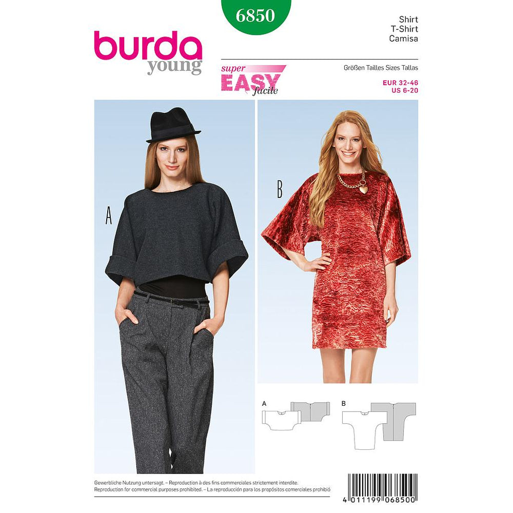 Patron Burda 6850, robe et T-shirt