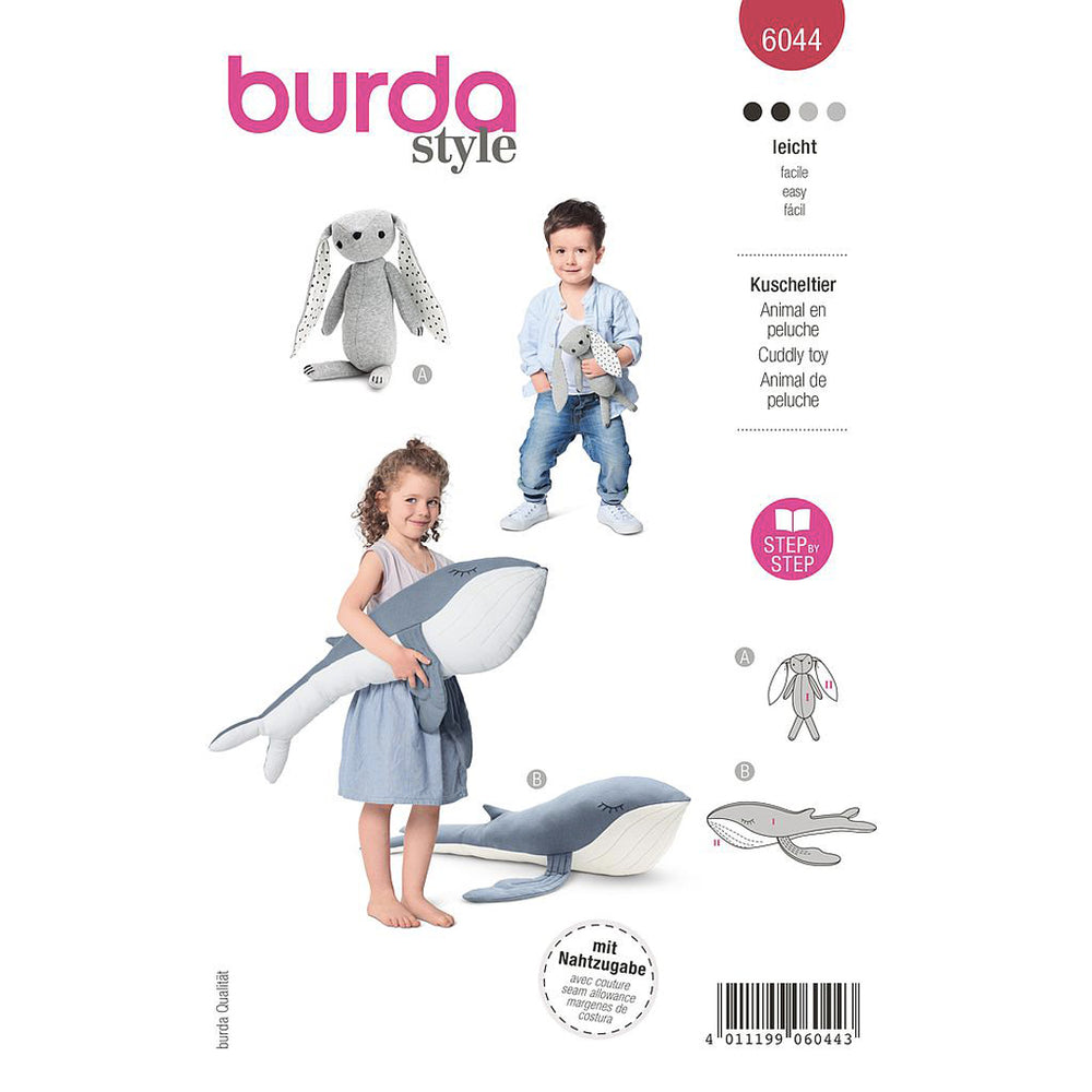 Patron peluches lapin et baleines, Burda 6044