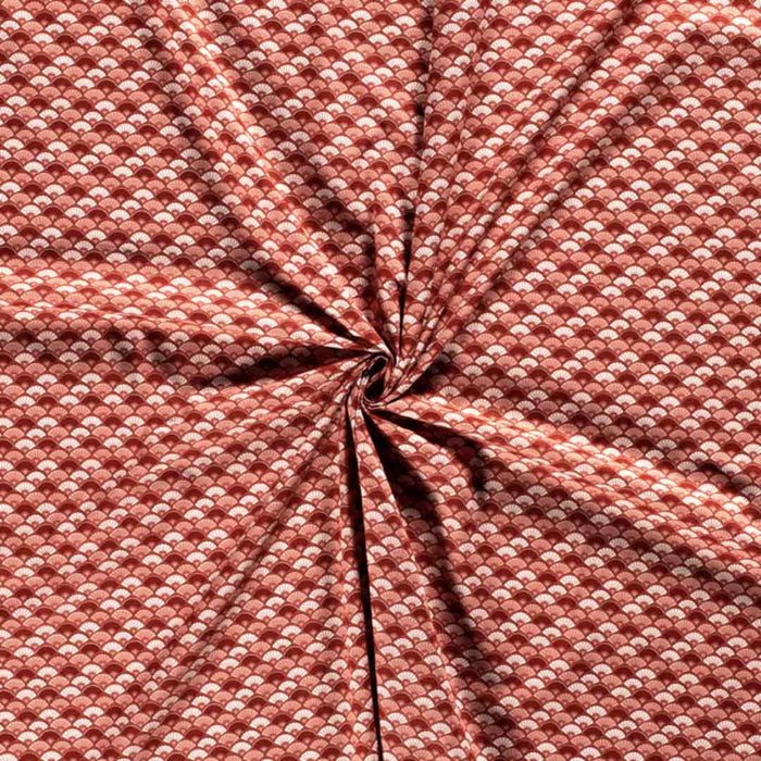 Tissu Popeline de coton motifs abstrait couleur brique, 50 cm