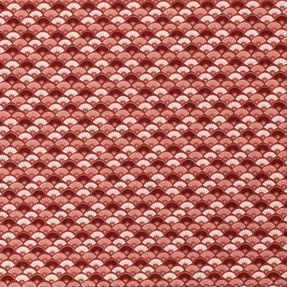 Tissu Popeline de coton motifs abstrait couleur brique, 50 cm