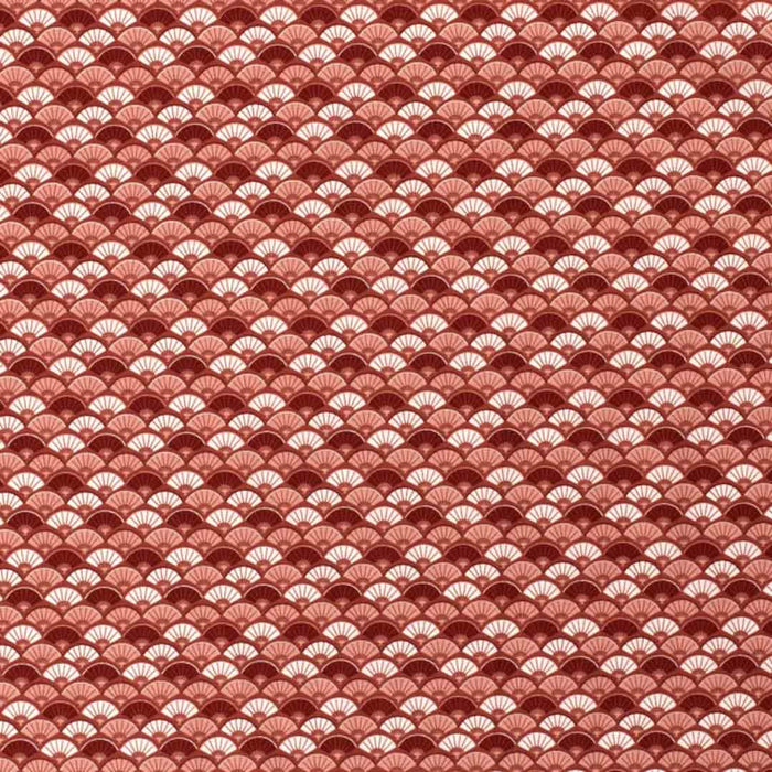 Tissu Popeline de coton motifs abstrait couleur brique, 50 cm