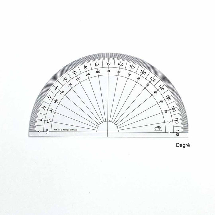 Rapporteur couture demi circulaire en degrés, 16cm, fabriquée en France