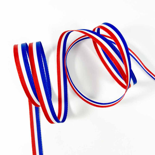 Ruban tricolore bleu, blanc, rouge, double face, ruban mercerie, 10mm