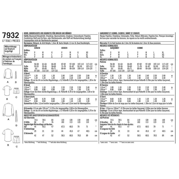 Patron de chemises pour garçon et homme Simplicity 8180