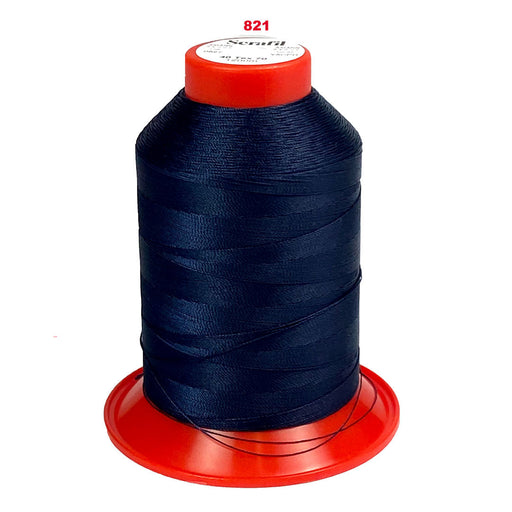 Fil Serafil 40, Fil à coudre 1200m, Fil polyester pour chaussures, bleu marine col 821