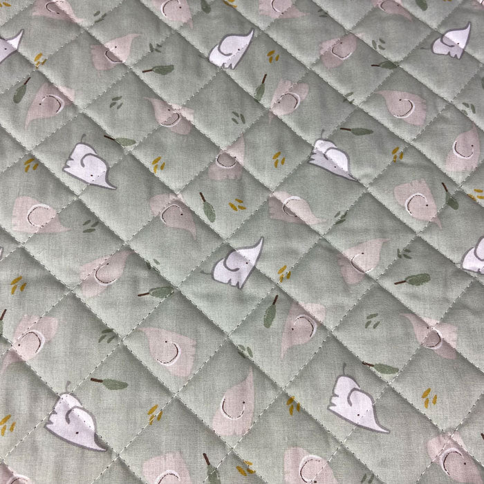 Tissu coton matelassé réversible pour enfants, Ficelle/grege, 50cm