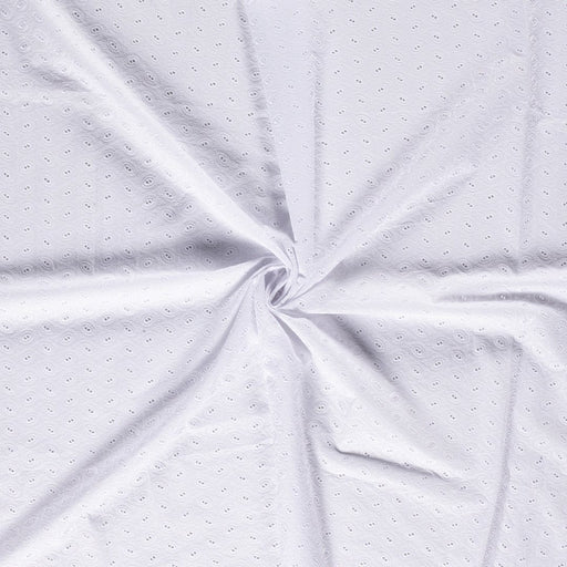 Tissu coton brodé blanc cercles abstraits