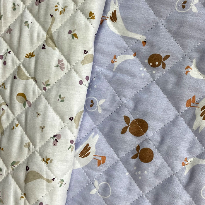 Tissu coton matelassé réversible pour enfants, Jacapi/Sidonie/Parme, 50cm