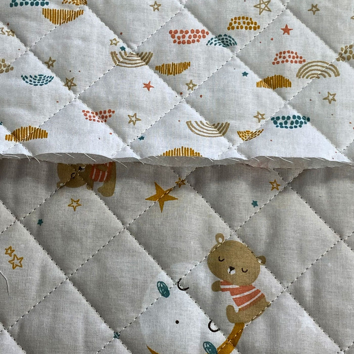 Tissu coton matelassé réversible pour enfants, Oluna/Okolo grege, 50cm