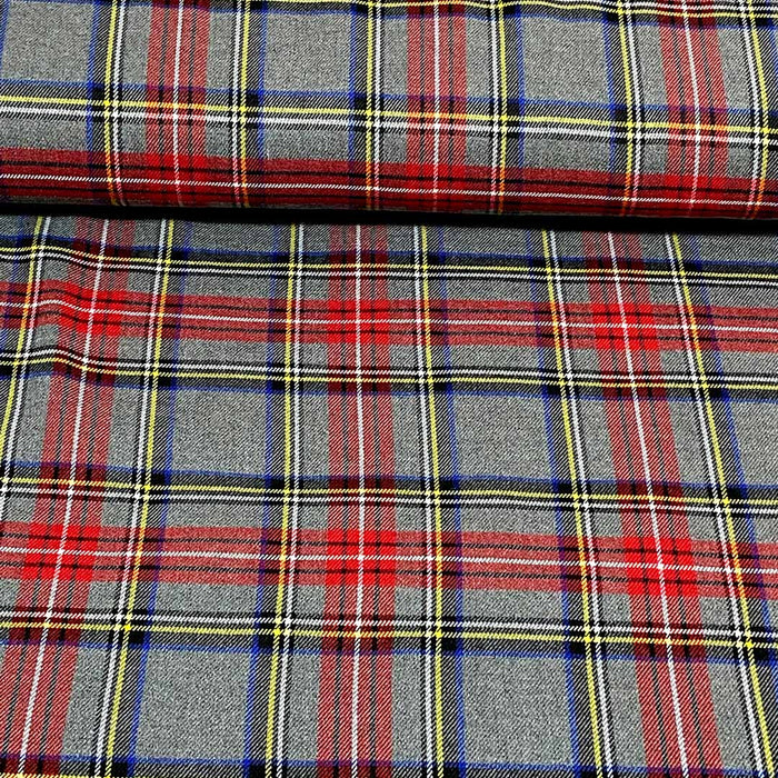 Tissu écossais à carreaux, tissu tartan, Col rouge/gris,