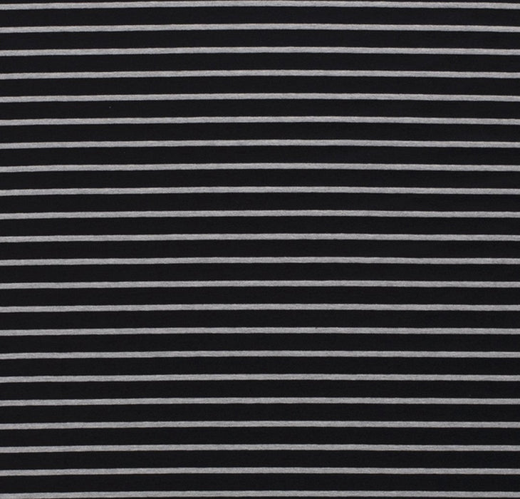 Tissu jersey à rayures, tricot jersey noir/blanc, 50cm