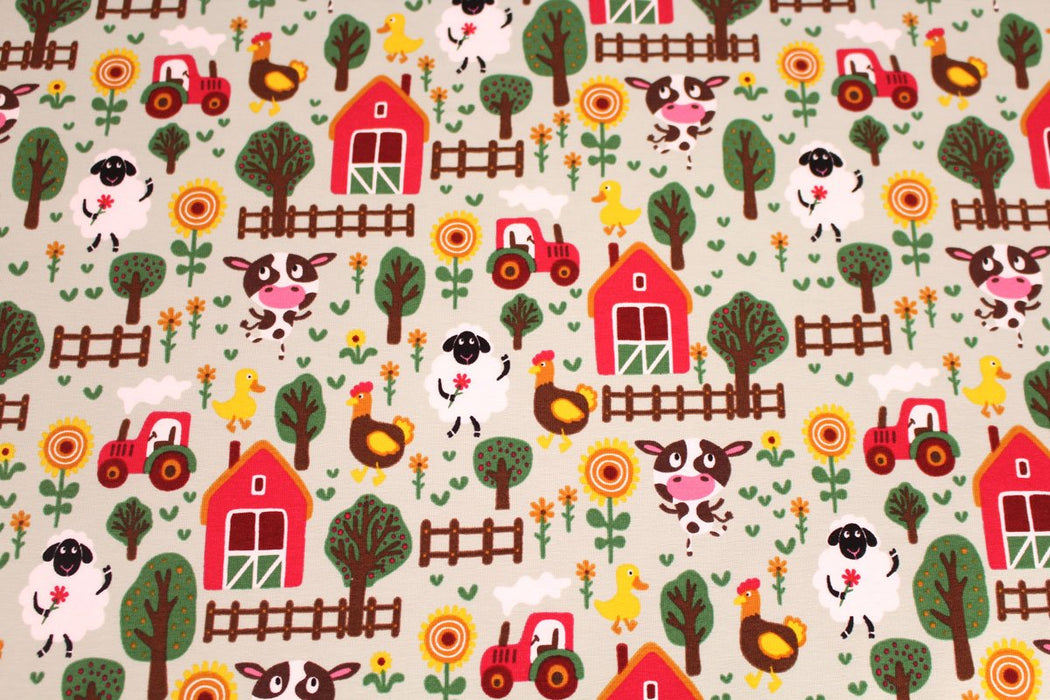 Tissu jersey pour enfants, motifs voitures, arbres, animaux