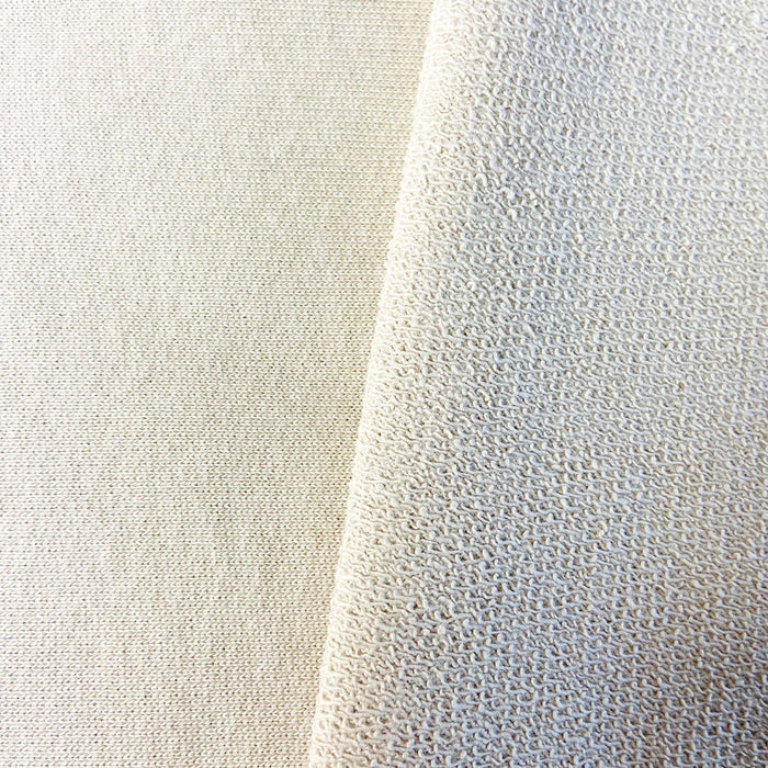 Tissu éponge maille bouclette, Couleur lin, 100% coton, Tissu Domotex, 50cm