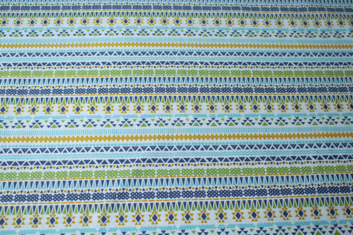 Tissu coton imprimé pour enfants, tissu motifs aztèque, bleu