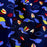 Tissu viscose souple, motifs oiseaux, fond bleu nuit, tissu Domotex Miperk