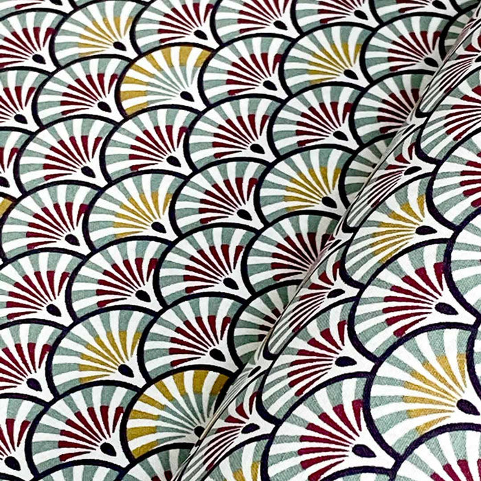 Tissu coton Yona, thym/camel, tissu Domotex, labellisé oeko-tex, Fabrication française