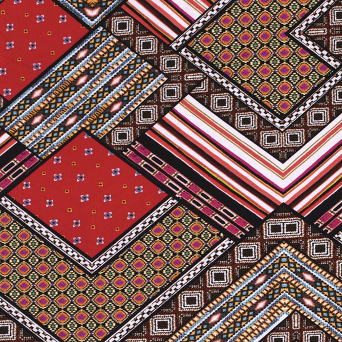 Tissu jersey coton, jersey imprimé digital motif azteque